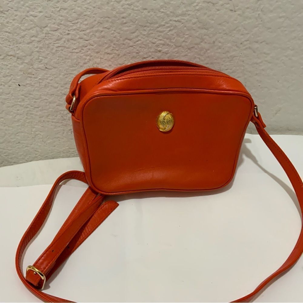 Monet genuine leather orange crossbody/shouder bag| Vintage